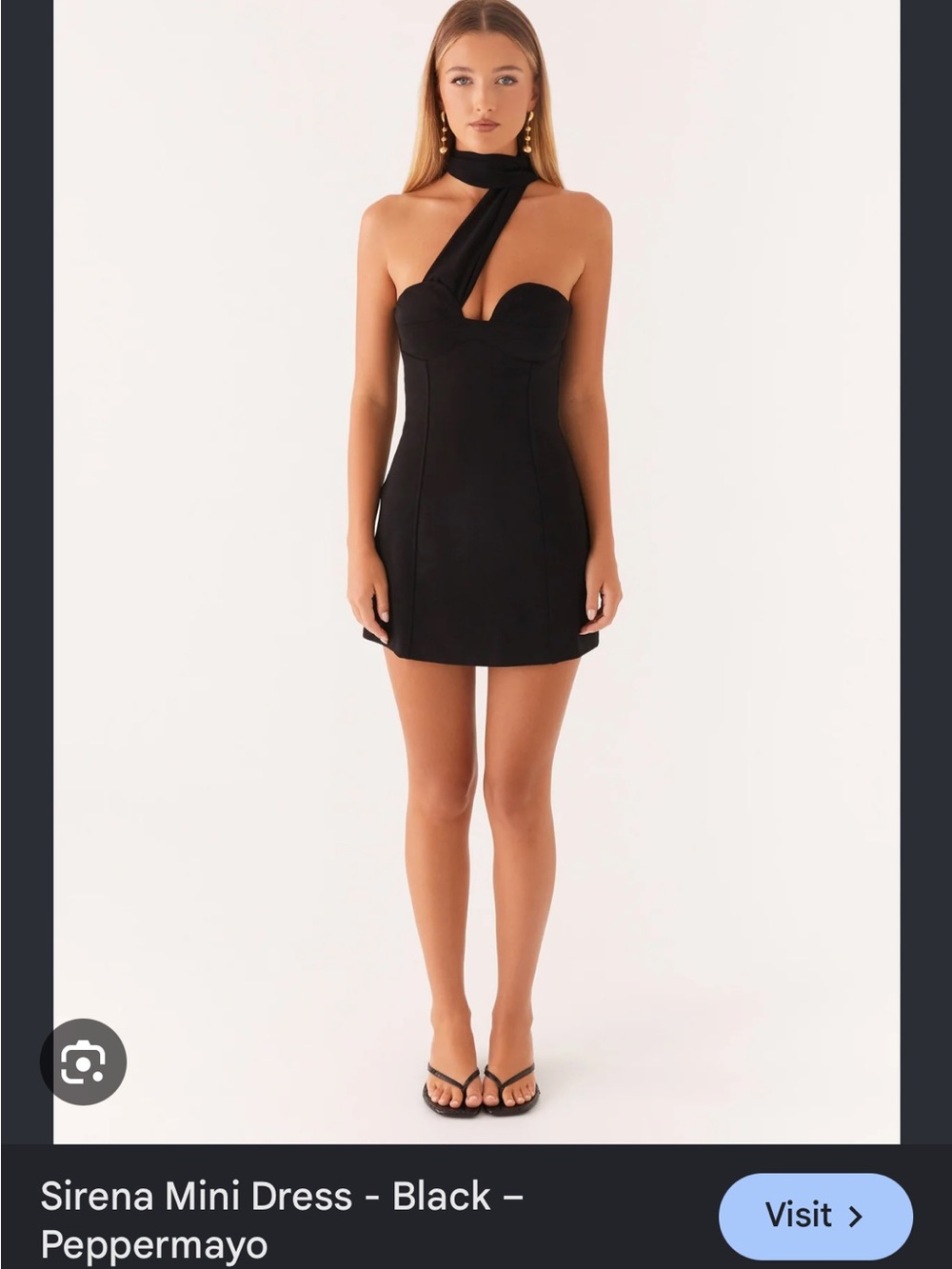 Peppermayo Black Asymmetric One-Shoulder Mini Dress